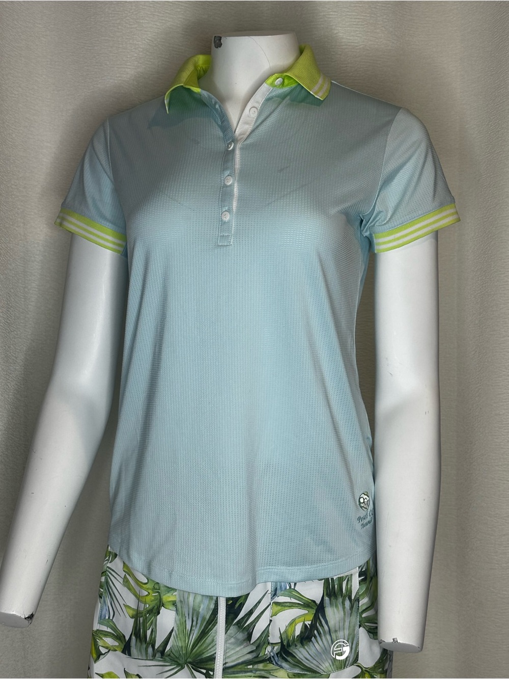 Sport Haley Light Blue Polo with Lime Trim - Picture 2 of 12